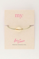 Art gouden koord armband met schelp, MyJewellery