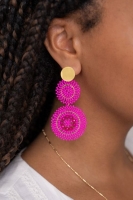 Fuchsia statement oorhangers met kralen, MyJewellery