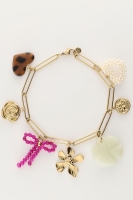 Bedelarmband met schakel en multikleur bloemen bedels, MyJewellery