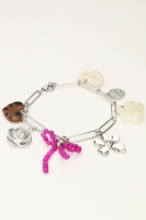 Bedelarmband met schakel en multikleur bloemen bedels, MyJewellery