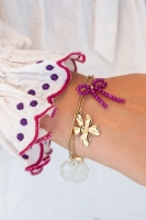 Bedelarmband met schakel en multikleur bloemen bedels, MyJewellery