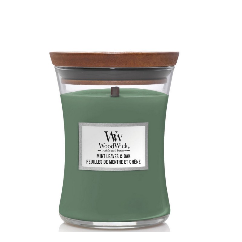 Kaars Mint Leaves & Oak Medium, Woodwick
