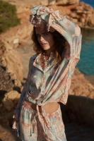 Short Blouse Wide Sleeves Tropical Sunset, Isla Ibiza Bonita