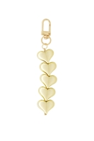 Sleutelhanger gold met vijf hartjes. Marcelina’s Pearls
