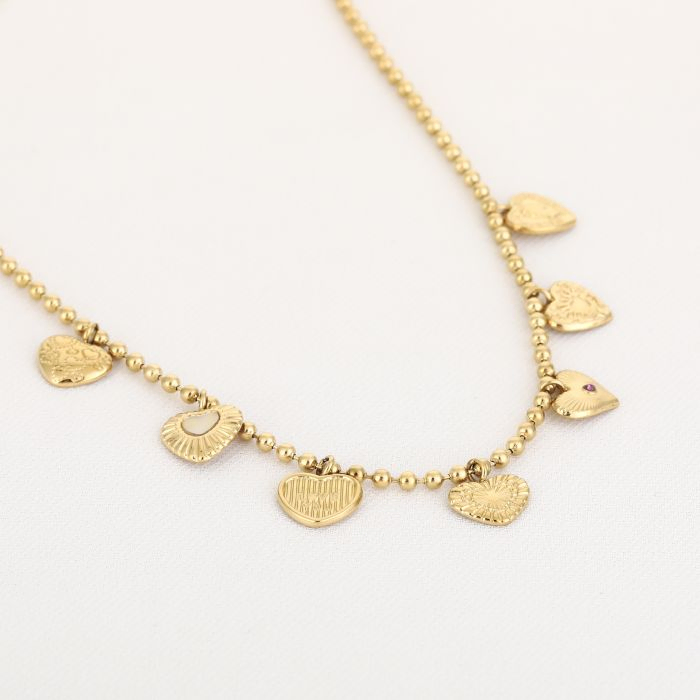Ketting met verschillende hartjes bedels, Marcelina’s Pearls