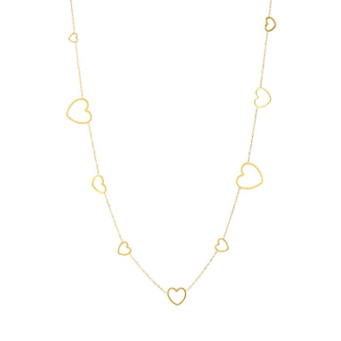 Lange ketting met open hartjes, Marcelina’s Pearls