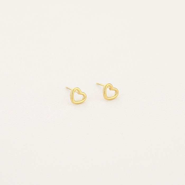 Oorbellen studs open hartje, Marcelina’s Pearls