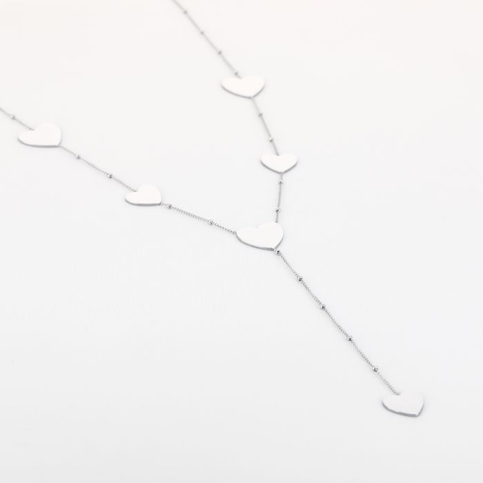 Lange ketting met platte hartjes, Marcelina’s Pearls