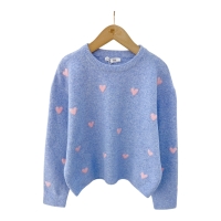 Gebreide blauwe trui met hartjes, M&M Boutique