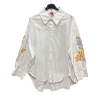 Oversized katoenen blouse met geborduurde print