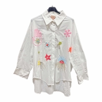 Oversized katoenen blouse met fluo print