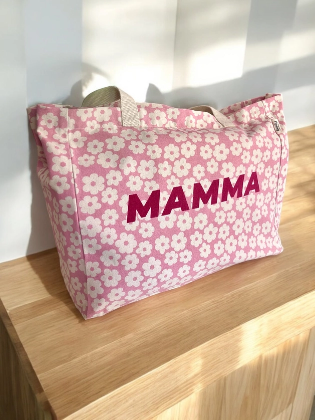 Grote MAMMA tote tas met bloemenpatroon