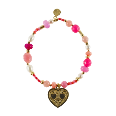 Bamba Colori Mixed Pink Armband Gold, SOL x JoyJewelleryBali